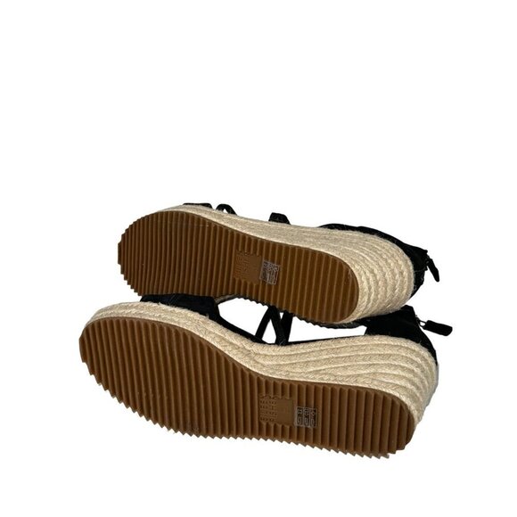 EILEEN FISHER Wanda Black Nubuck Espadrille Wedge Sandals size 9 New - Picture 6 of 6
